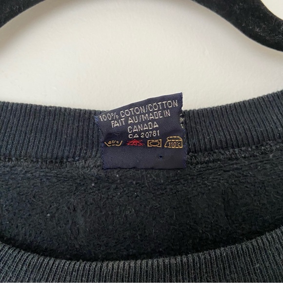 Vintage Made Canada Pepe Jeans London Logo Sweatshirt Cropped Washed Black Large - Picture 4 of 7
